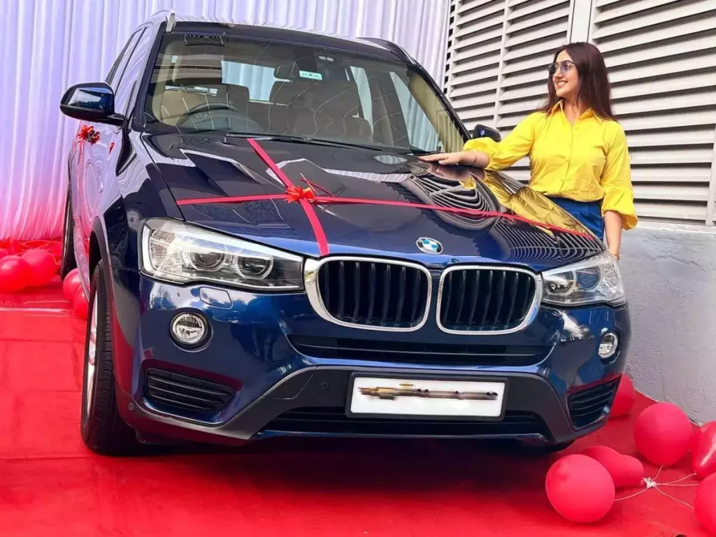 Ashnoor Kaur With Her Car