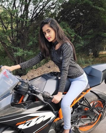 Kavya Yadav With Her Bike