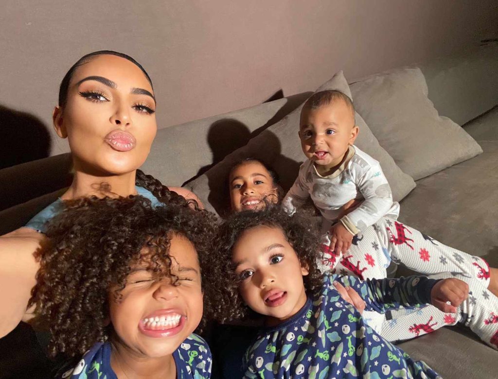 Kim Kardashian With Her Children