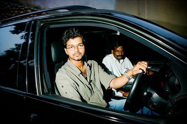 Vijay With His Car